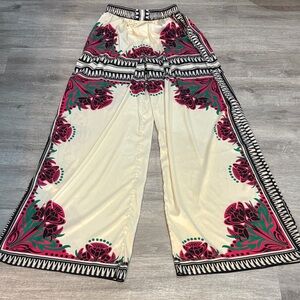 Mulla Wide-Leg Floral Pants – Resort Wear & Vacation Ready, Sz Large